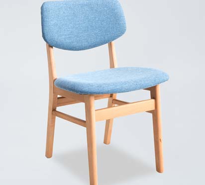 DC93 Colored Blue Upholstered Wooden Legs Chair