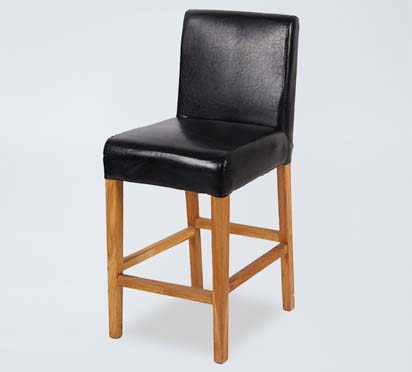 BS08 Black Pu Leather Wooden High Foot Chair
