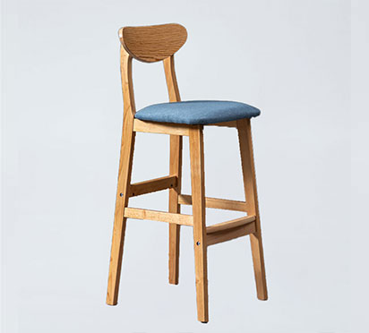 BS14 Curved Back Rubber Wood Bar Stool